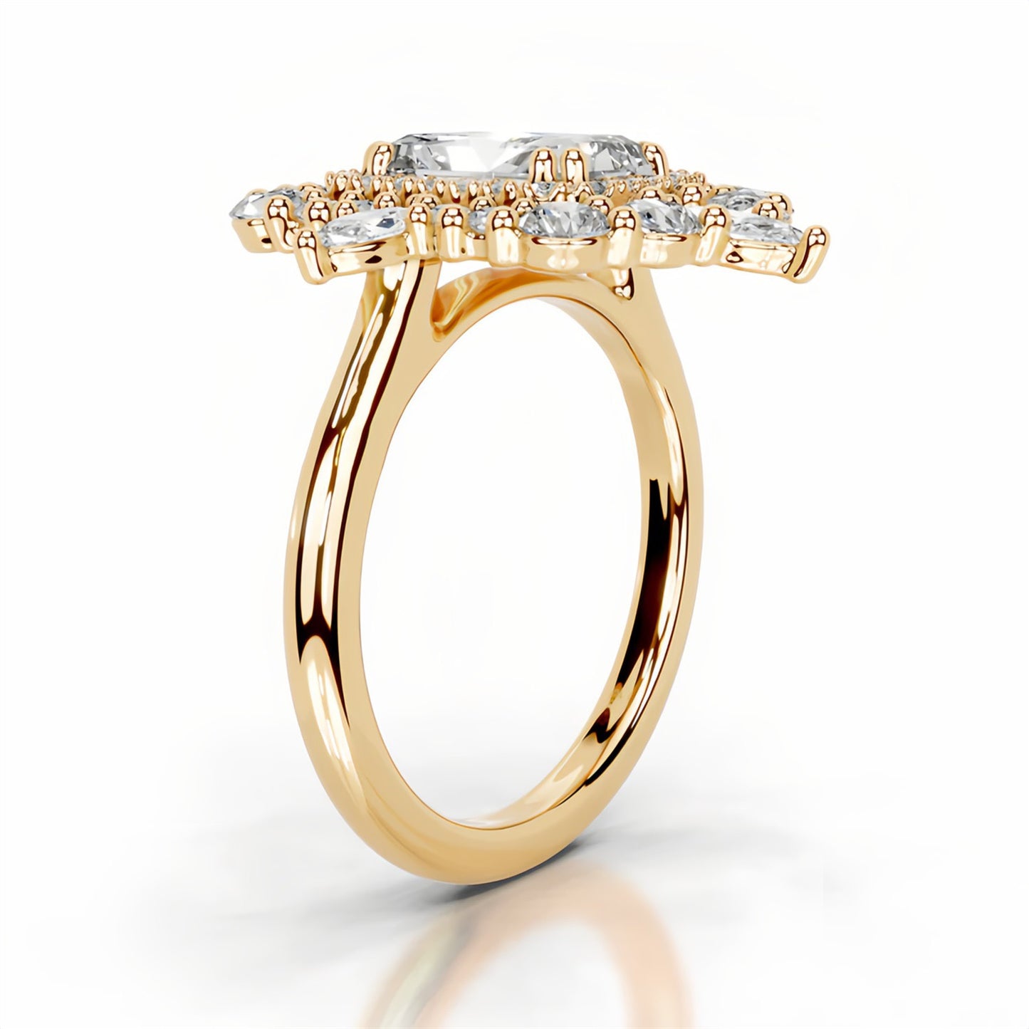 1CT Queen Rita Radiant Halo Moissanite Rings