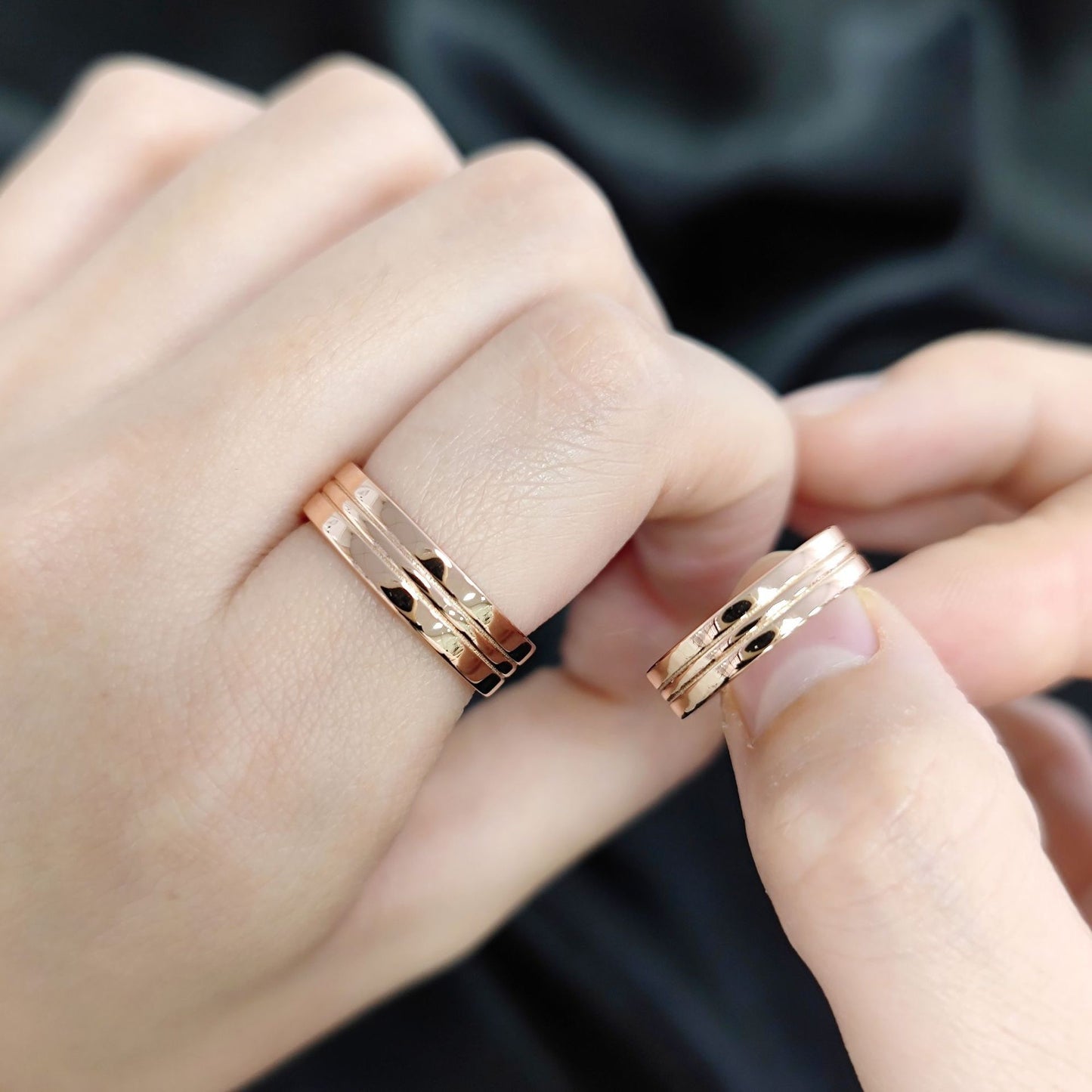 Plain rosegold couple ring