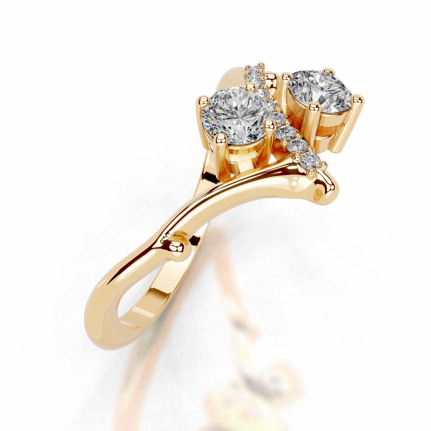 1CT Lily V Shape Round Cut Moissanite Ring