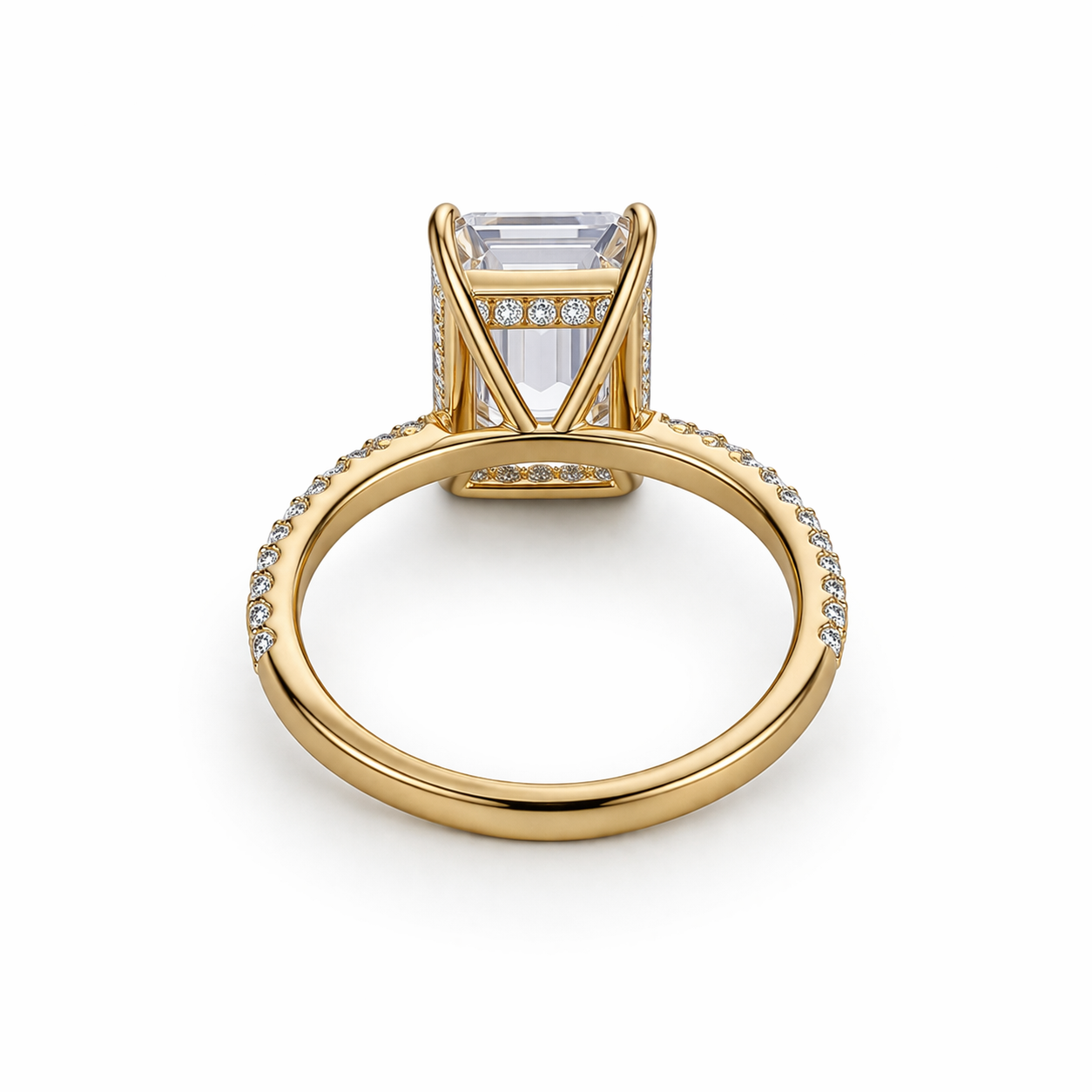 Queen Zulaikha - Emerald Pavé Solitaire