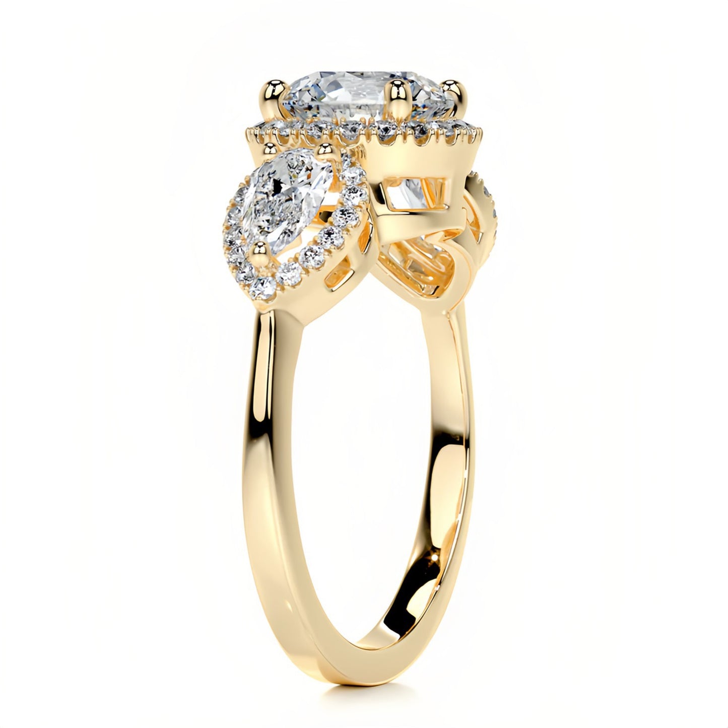 1.5CT Trinity Halo Round Moissanite Rings