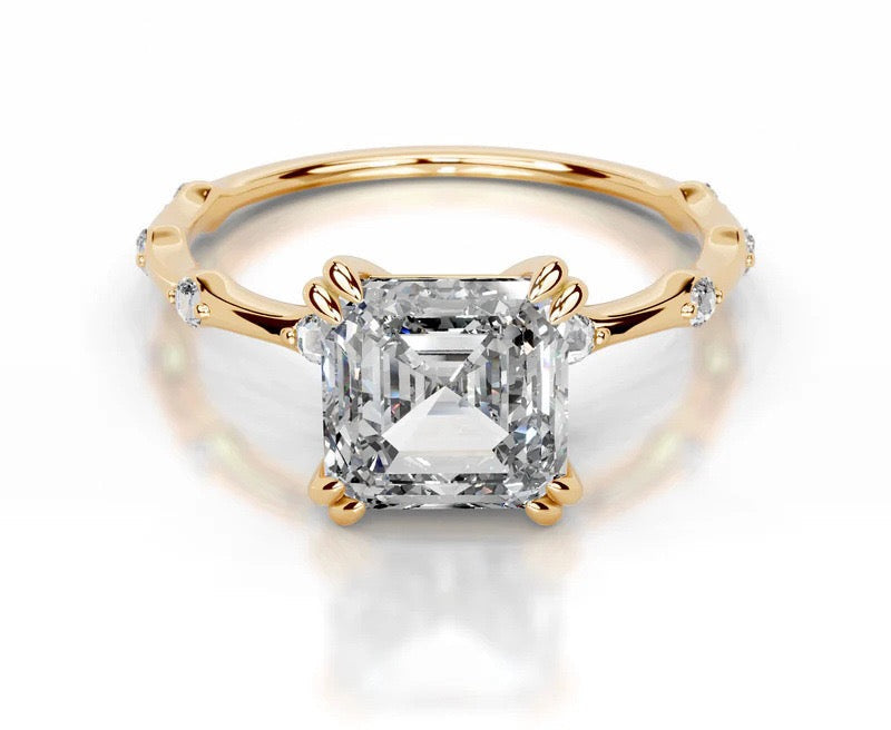 2CT Queen Siti Asscher Cut Moissanite Ring