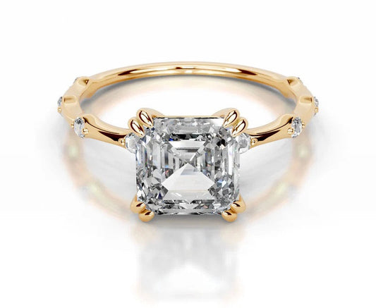 2CT Queen Siti Asscher Cut Moissanite Ring
