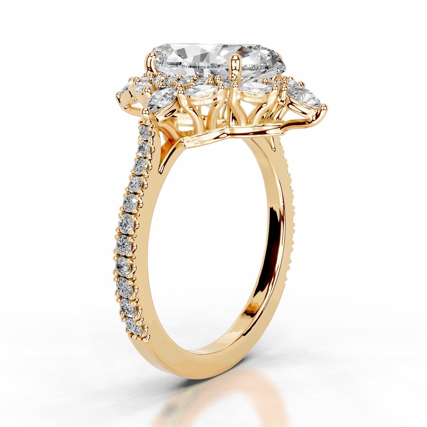 3CT Queen Anne Marquise moissanite rings