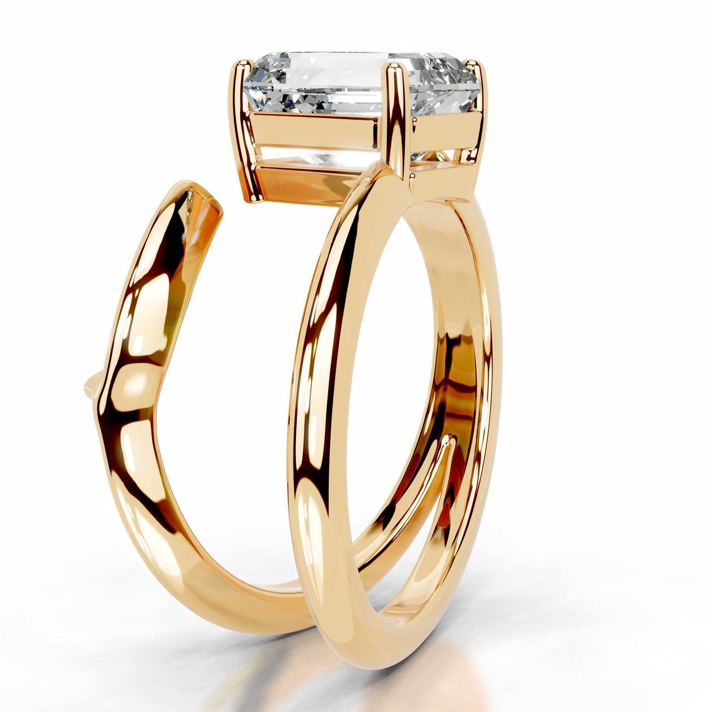 2CT Lily Emerald Cut Moissanite Ring