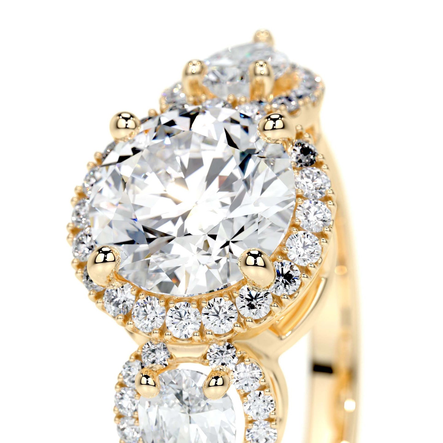 1.5CT Trinity Halo Round Moissanite Rings