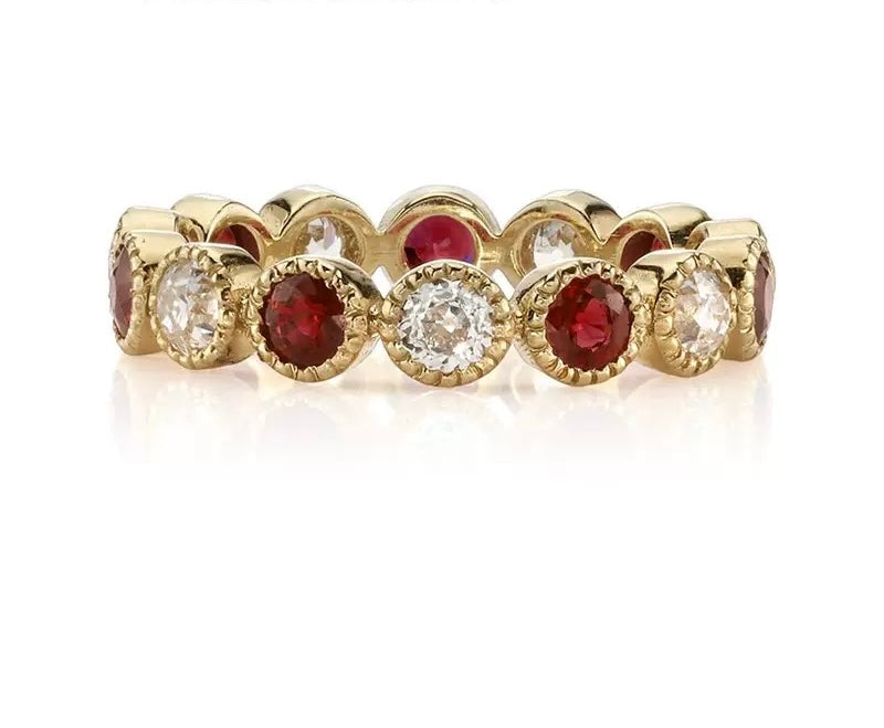 Queen Hatice Gemstone + Moissanite Eternity Ring