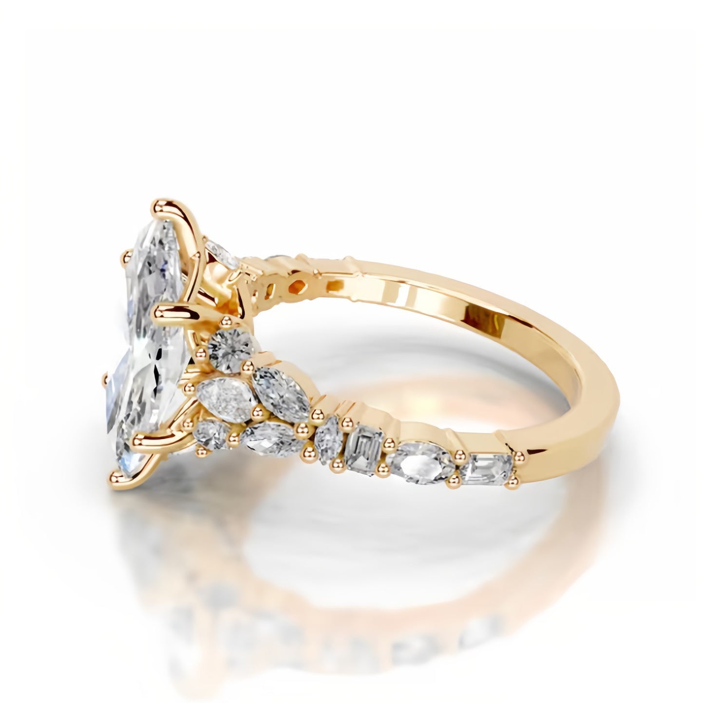 2CT Queen Intan Marquise Crown Moissanite Rings