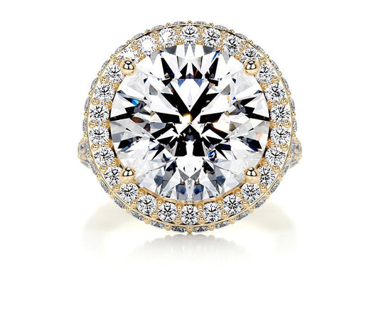 8CT Queen Dahlia Grand Halo Moissanite Rings