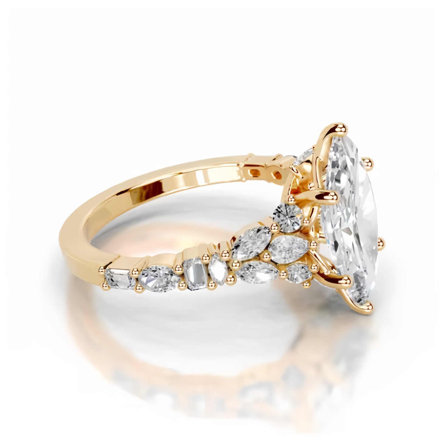 2CT Queen Intan Marquise Crown Moissanite Rings