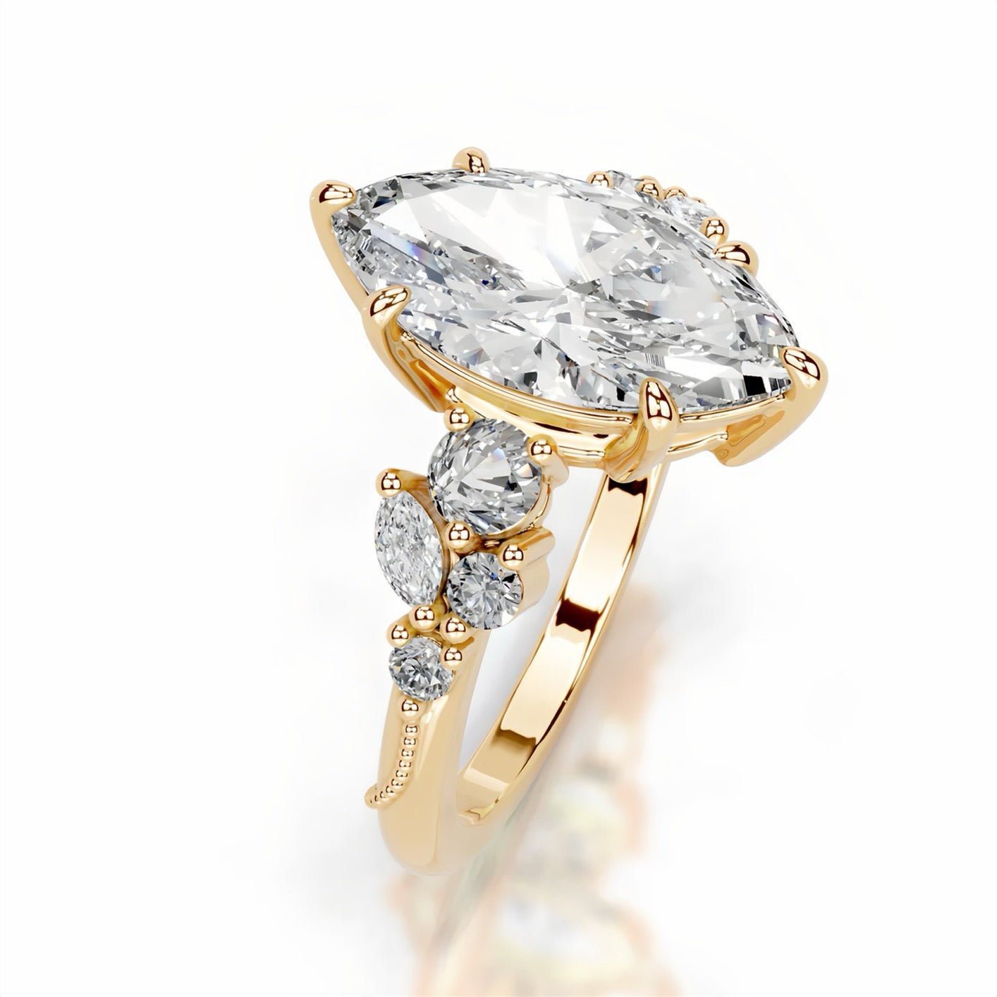 5CT Queen Intan Marquise Moissanite Ring