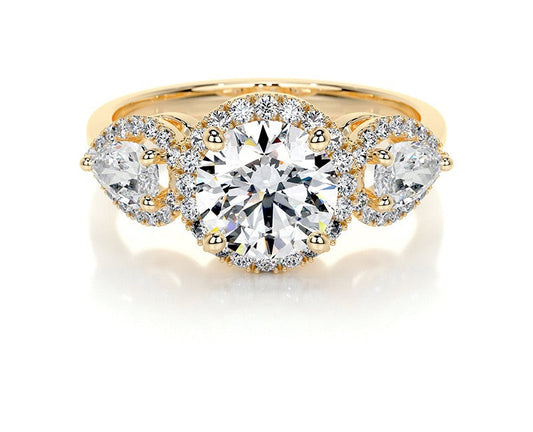 1.5CT Trinity Halo Round Moissanite Rings