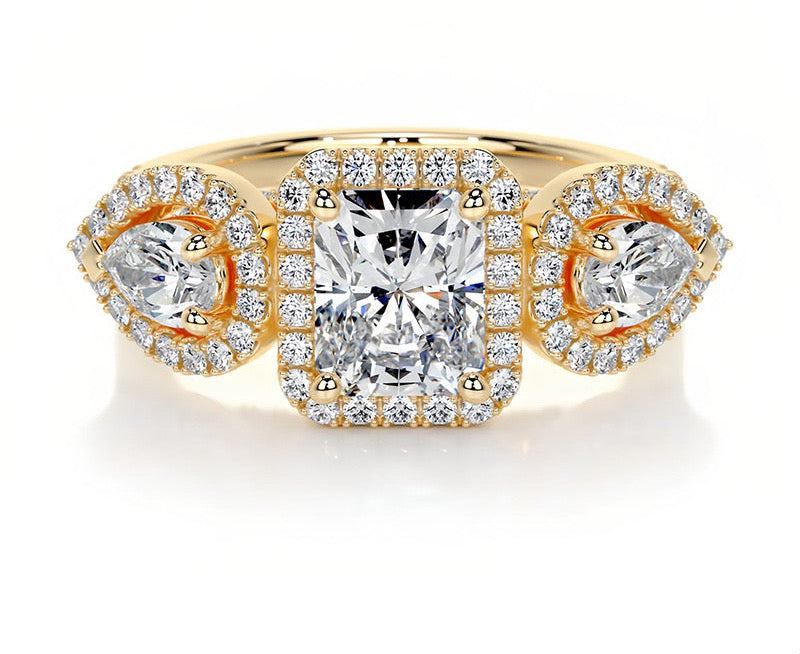 1CT Regalia Trinity Radiant Moissanite Rings