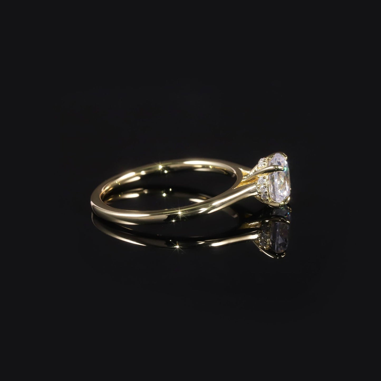 Solid Gold Queen Aurora Solitaire-Lab Diamond