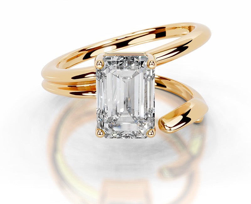 2CT Lily Emerald Cut Moissanite Ring