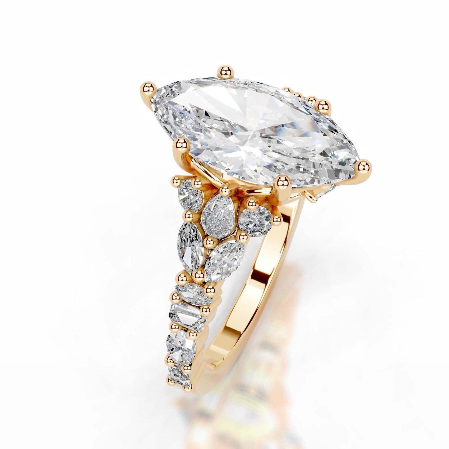 2CT Queen Intan Marquise Crown Moissanite Rings