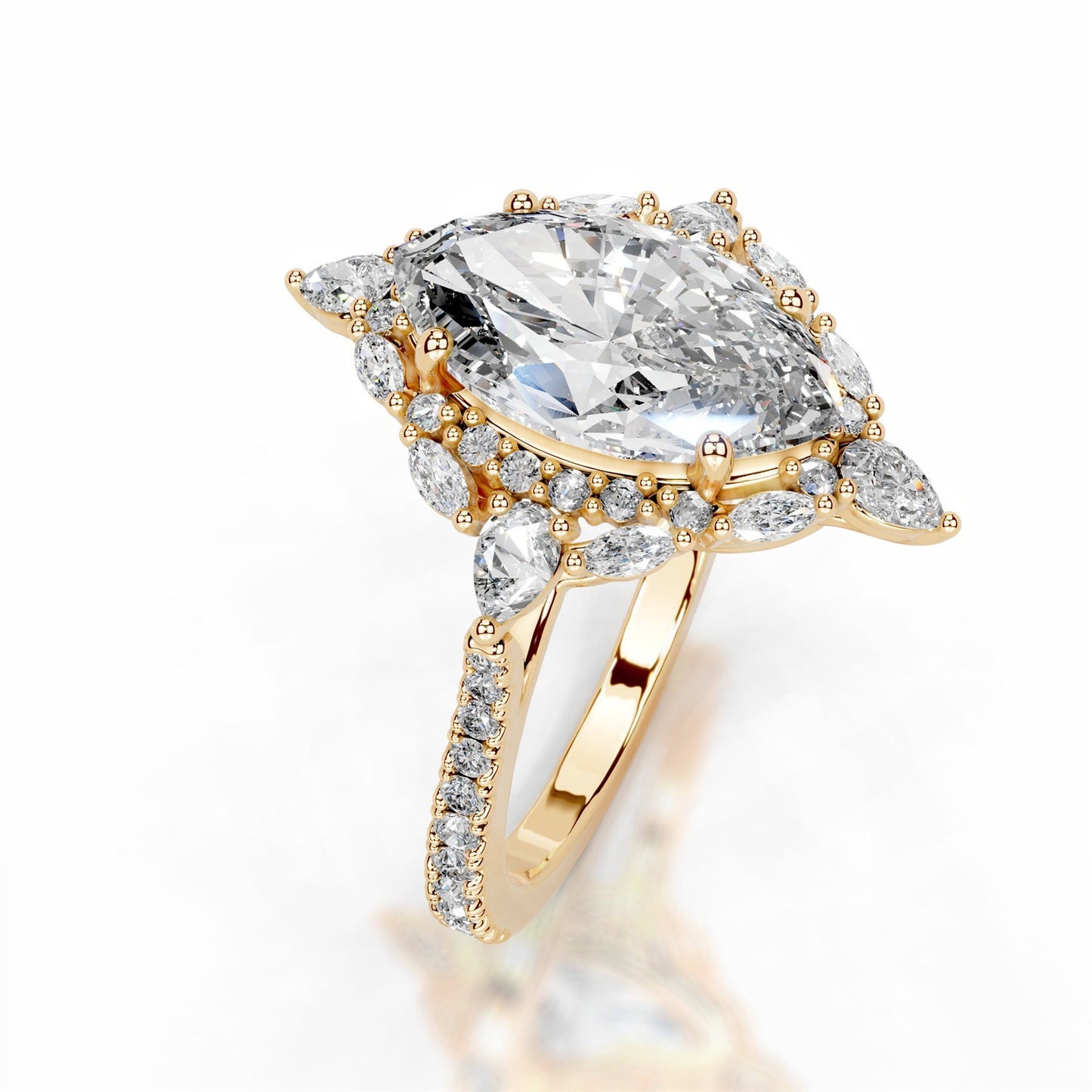 3CT Queen Anne Marquise moissanite rings