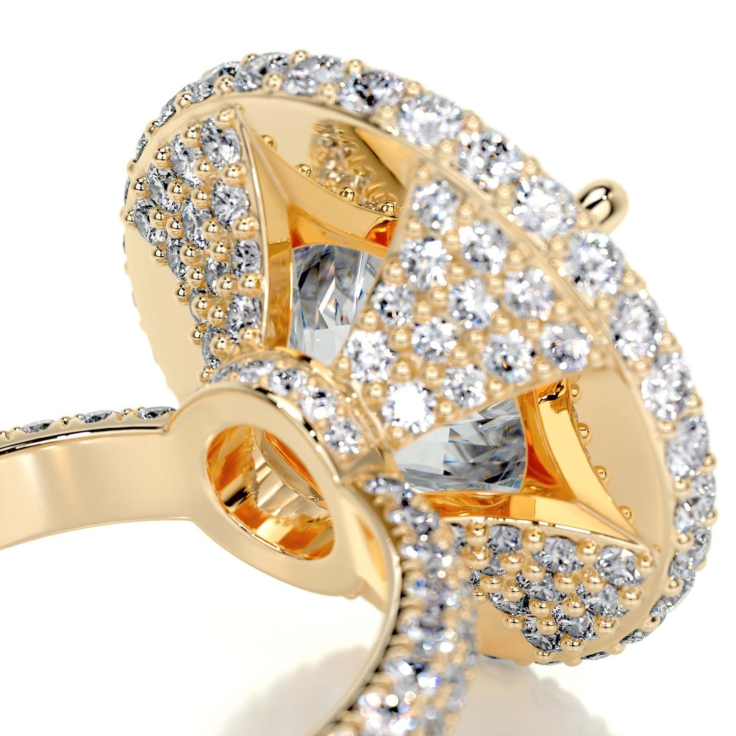 8CT Queen Dahlia Grand Halo Moissanite Rings