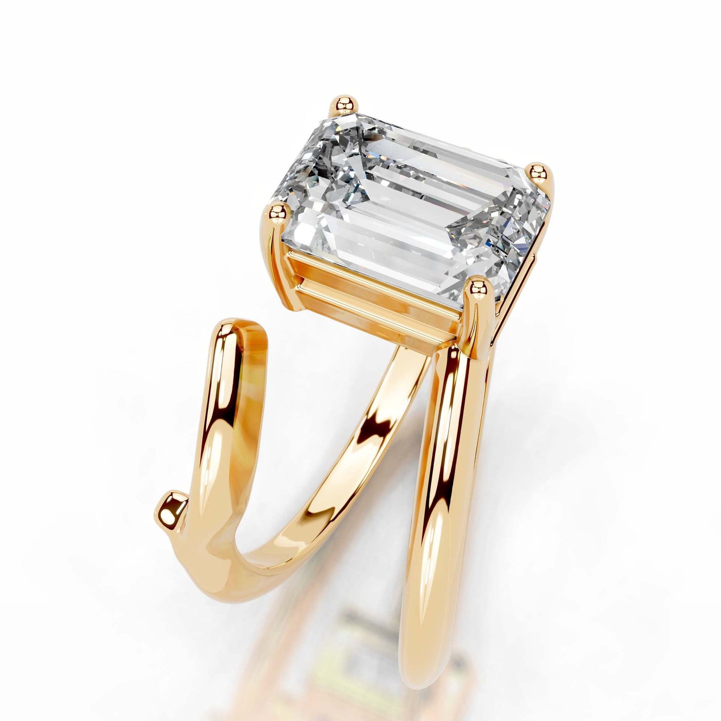 2CT Lily Emerald Cut Moissanite Ring