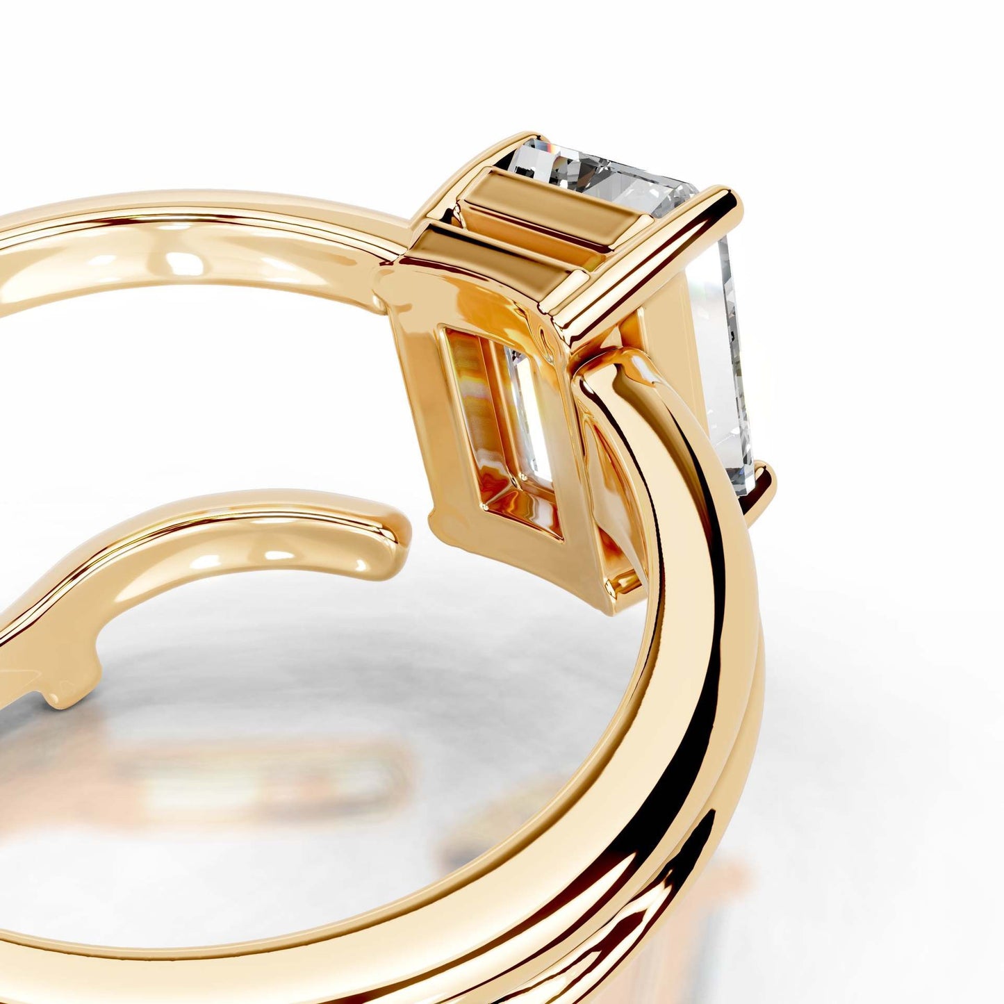 2CT Lily Emerald Cut Moissanite Ring