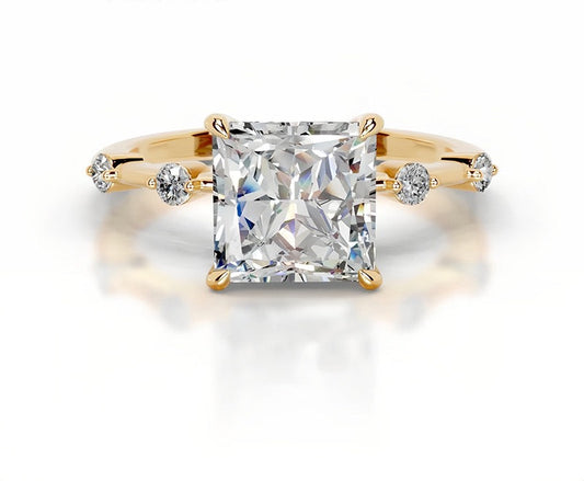 2CT Queen Siti Princess Cut Moissanite Ring