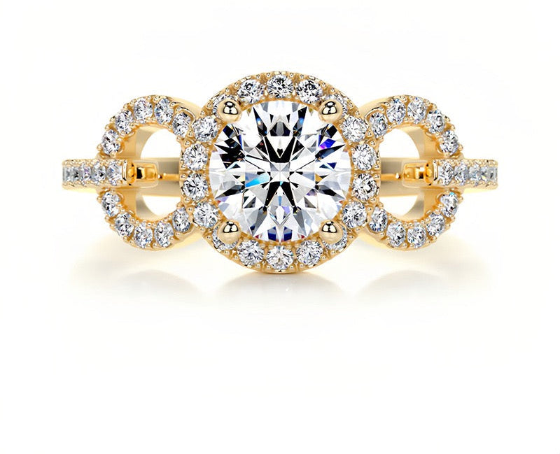 1CT Celestia Ribbon Round Moissanite Rings