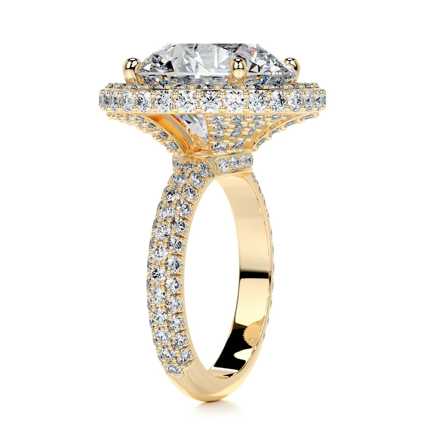 8CT Queen Dahlia Grand Halo Moissanite Rings