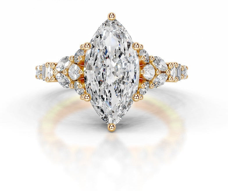 2CT Queen Intan Marquise Crown Moissanite Rings
