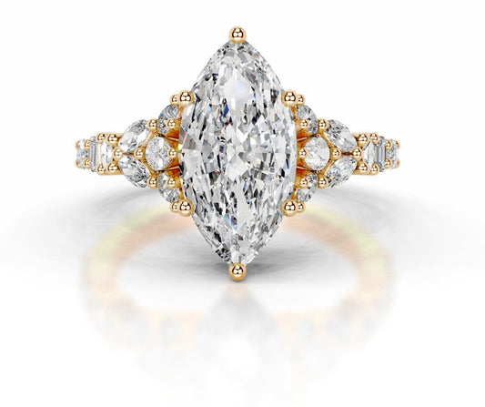2CT Queen Intan Marquise Crown Moissanite Rings