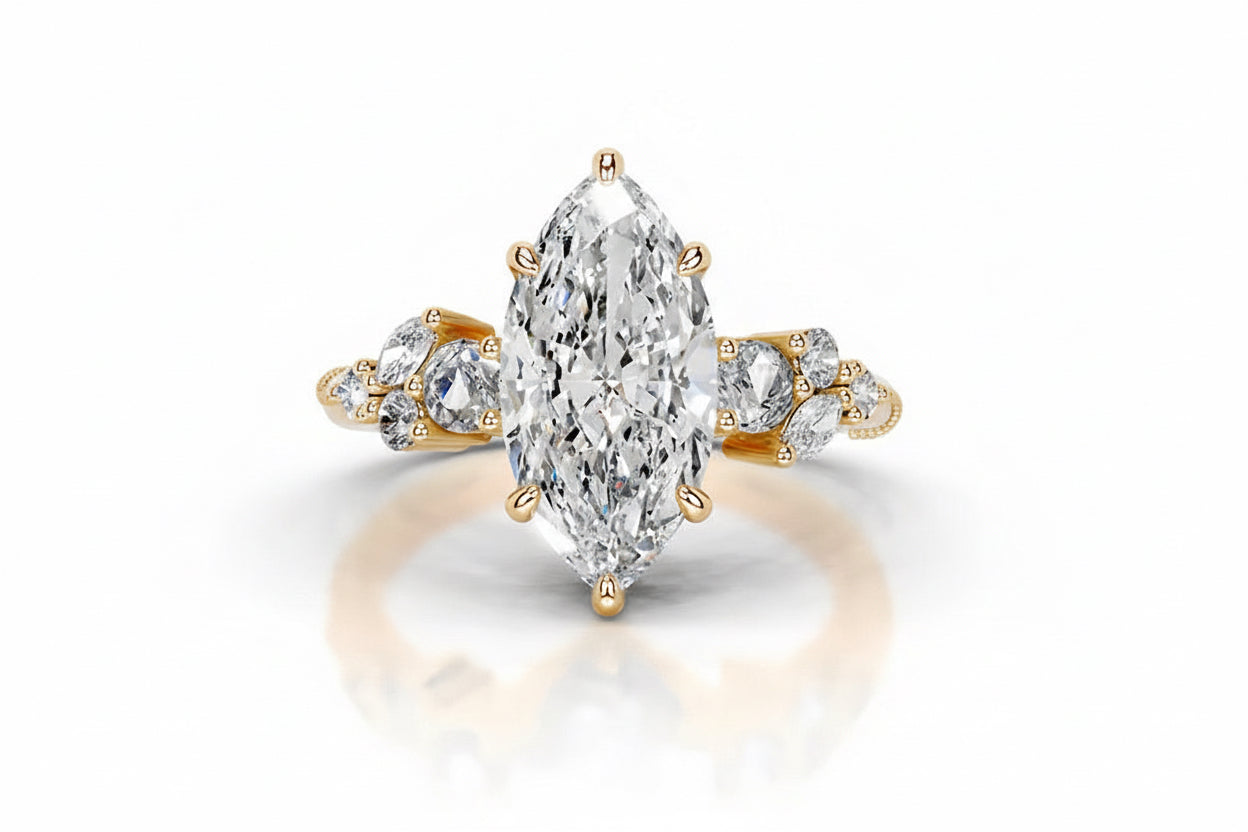 5CT Queen Intan Marquise Moissanite Ring