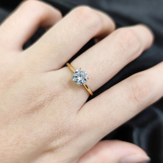 Solid Gold Queen Aurora Solitaire-Lab Diamond