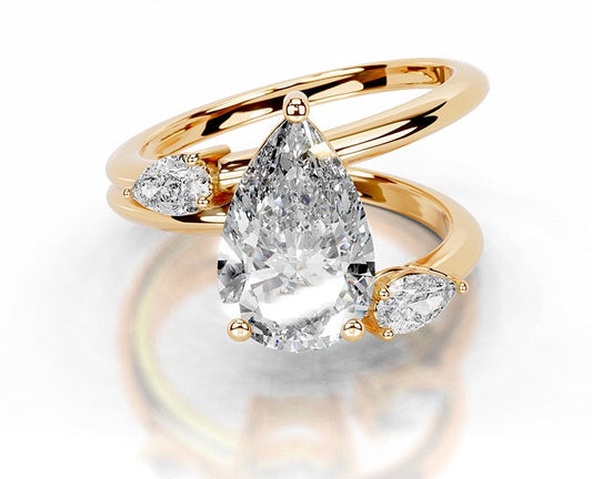 2CT Lily Pear Cut Moissanite Ring