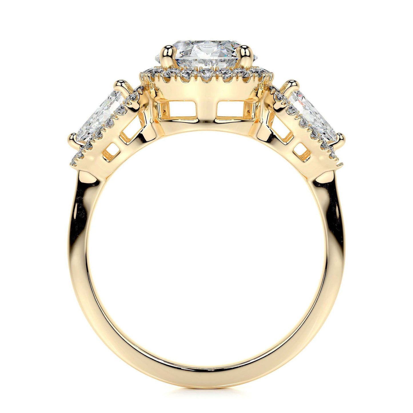 1.5CT Trinity Halo Round Moissanite Rings