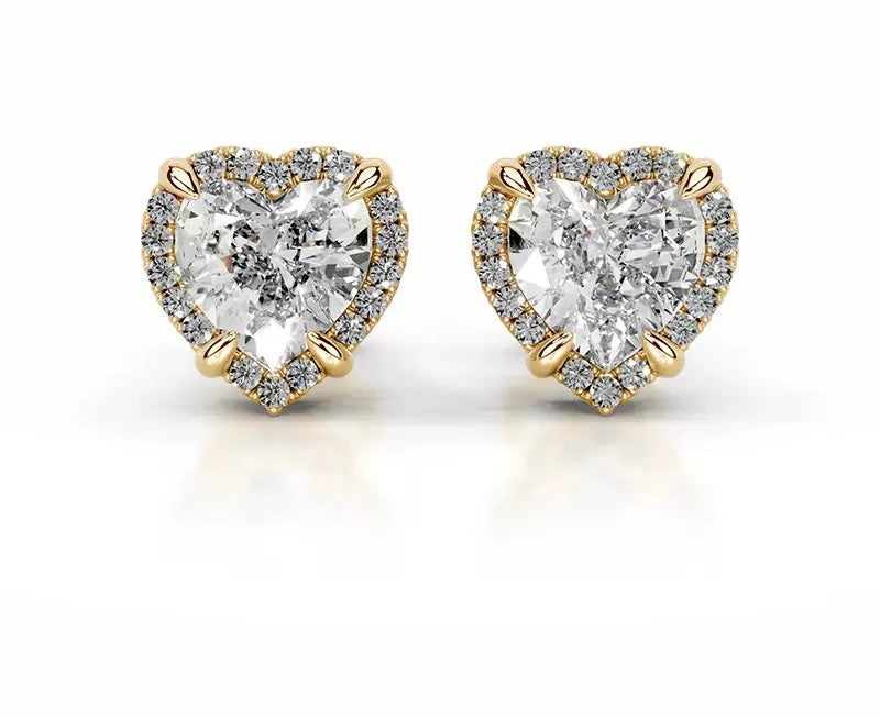 18K Queen Nia Halo Moissanite Stud Earrings
