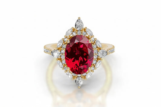 Queen Anzalna Ruby Oval Moissanite Rings