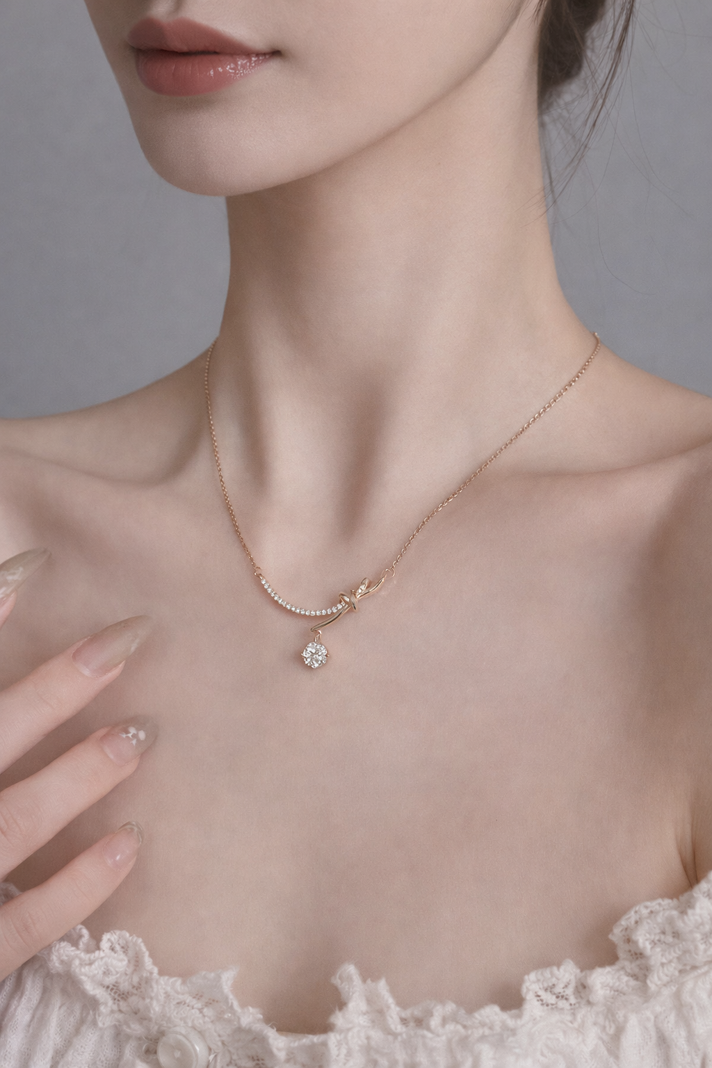 1CT Queen Misha Ribbon Necklace