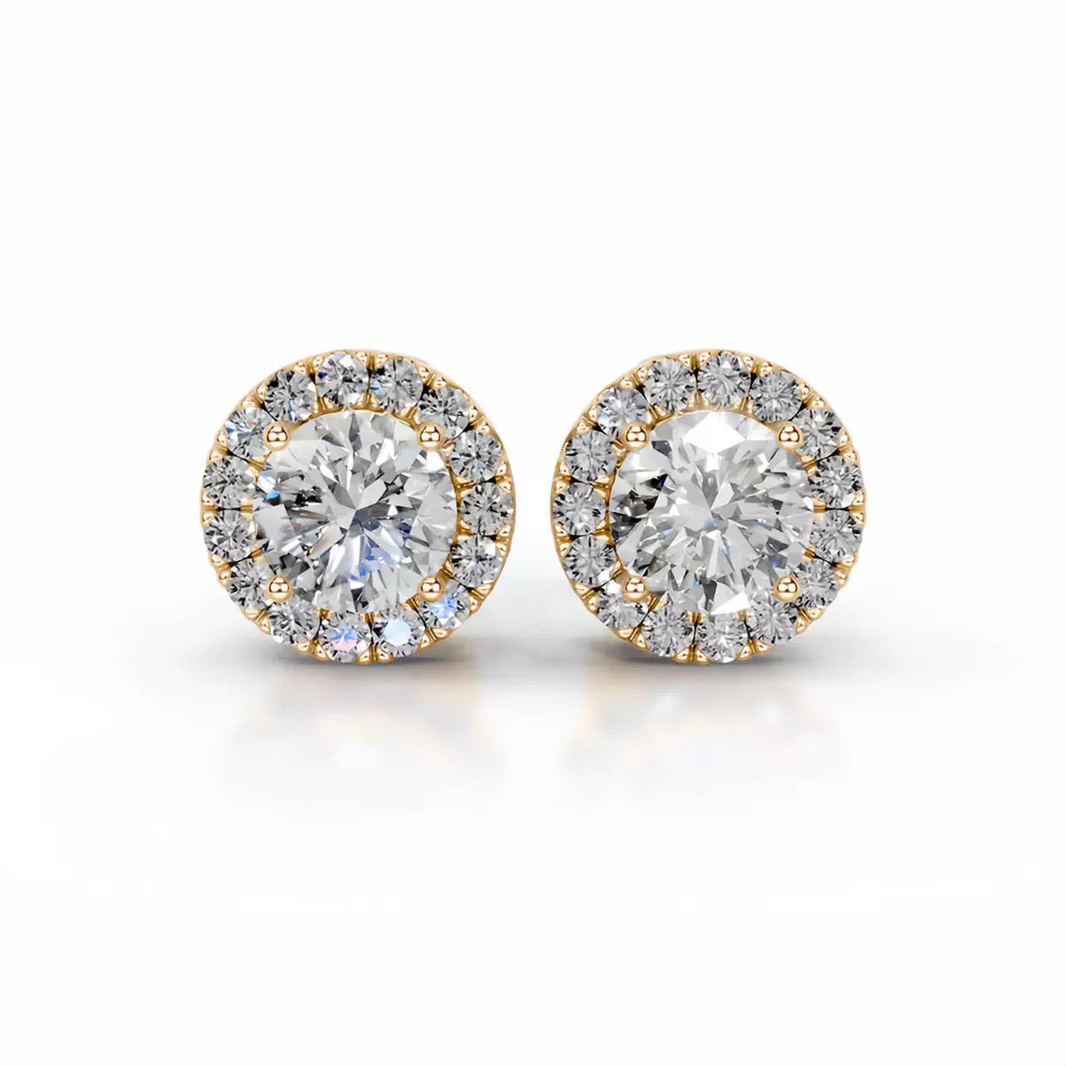 18K Queen Nia Halo Moissanite Stud Earrings