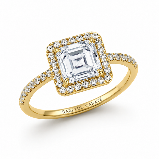 Queen Sophia -Asscher Halo Pavé