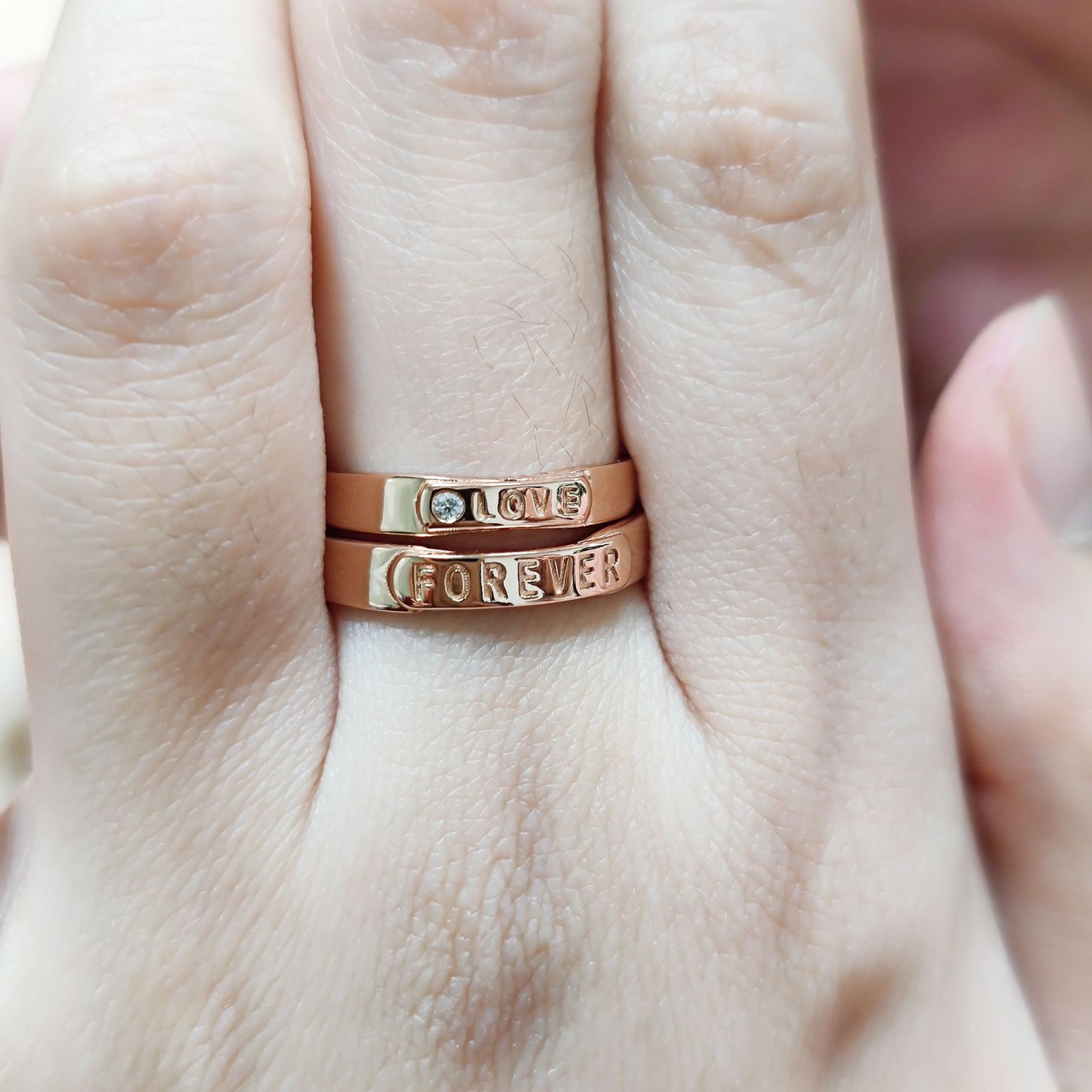 Rose gold couple ring