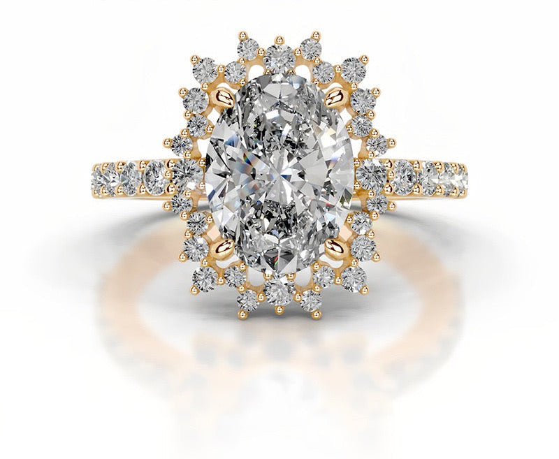 2CT Queen Mimi Oval Moissanite Rings