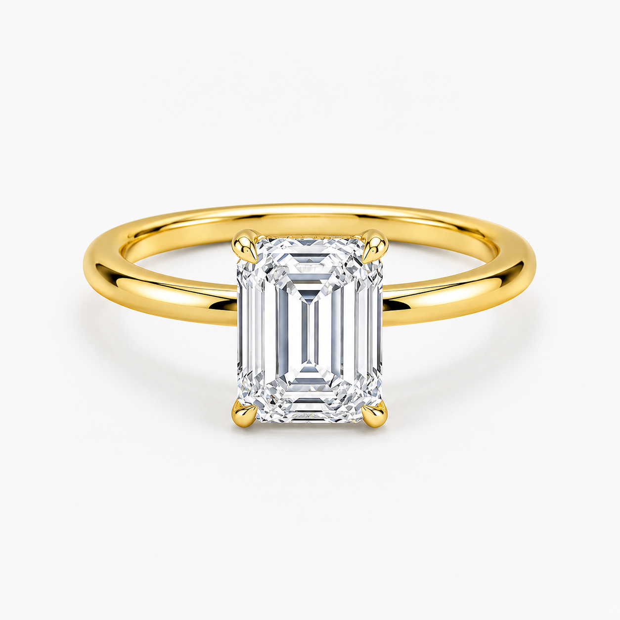 Queen Aurora Moissanite Ring - Emerald Cut