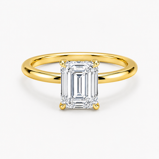 Queen Aurora Moissanite Ring - Emerald Cut