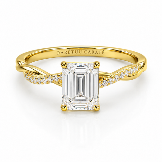 Queen Aisha Emerald Cut Moissanite Ring