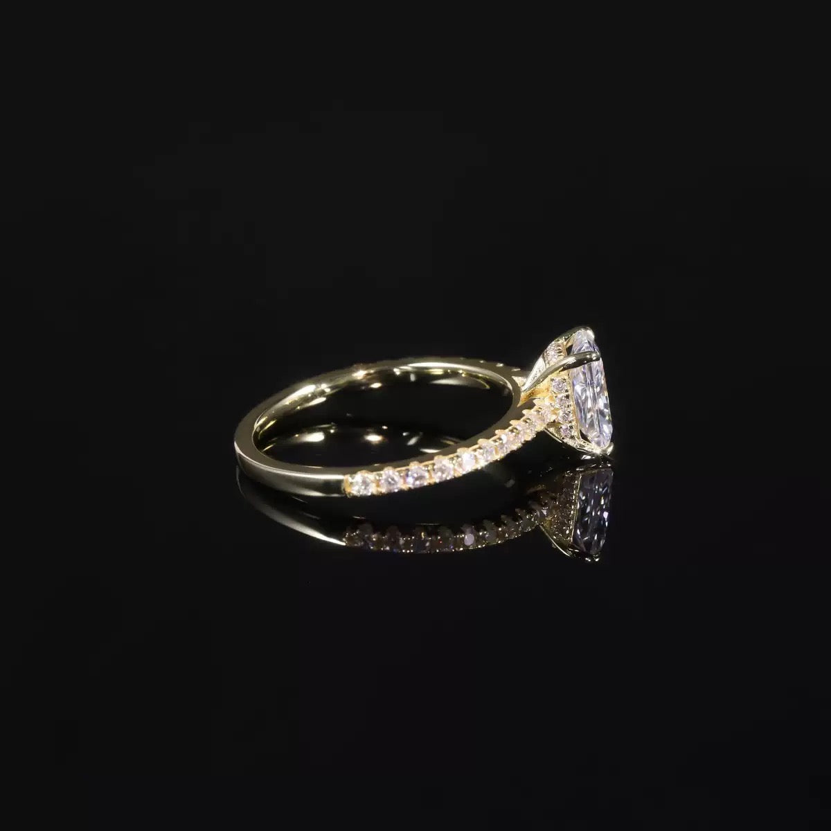 Solid Gold Queen Zulaikha Pave Solitaire-Moissanite