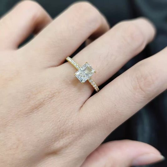 Solid Gold Queen Zulaikha Pave Solitaire-Lab Diamond
