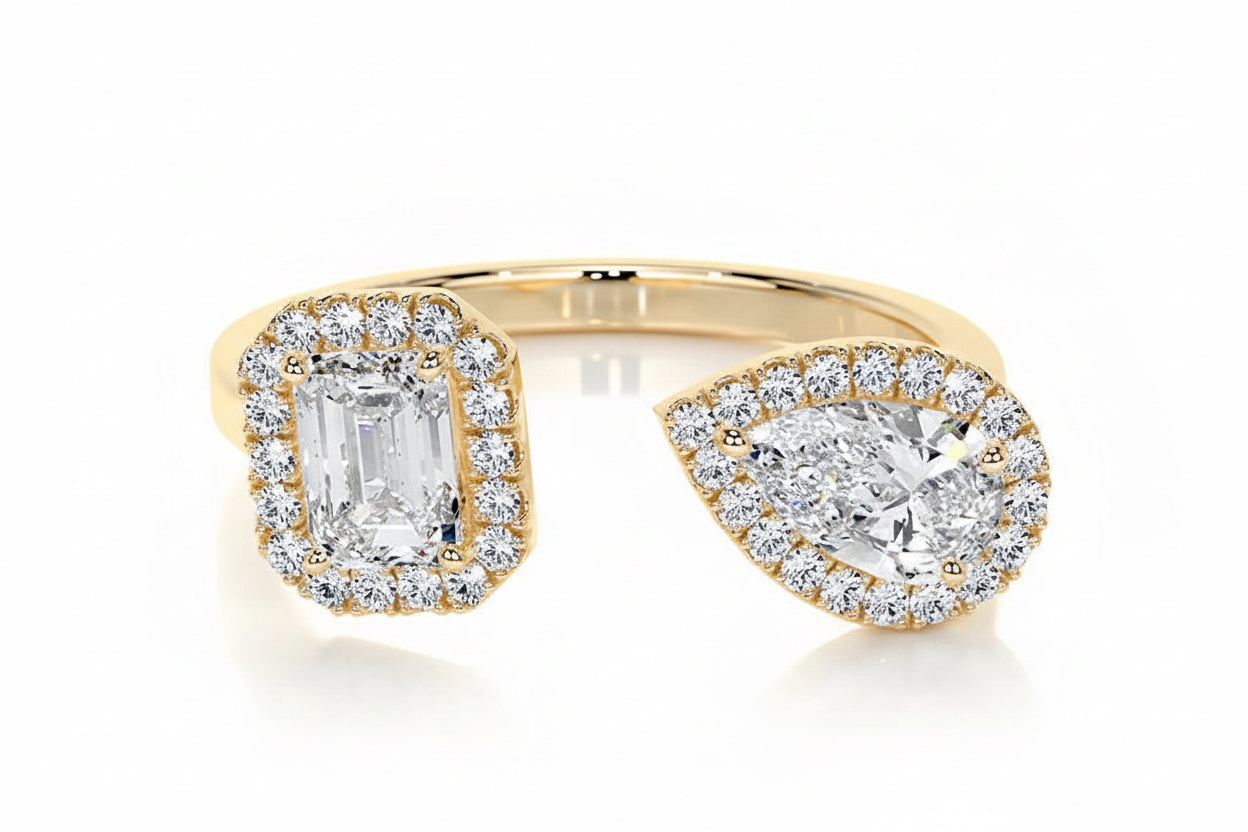 Duo Shape Halo Ring