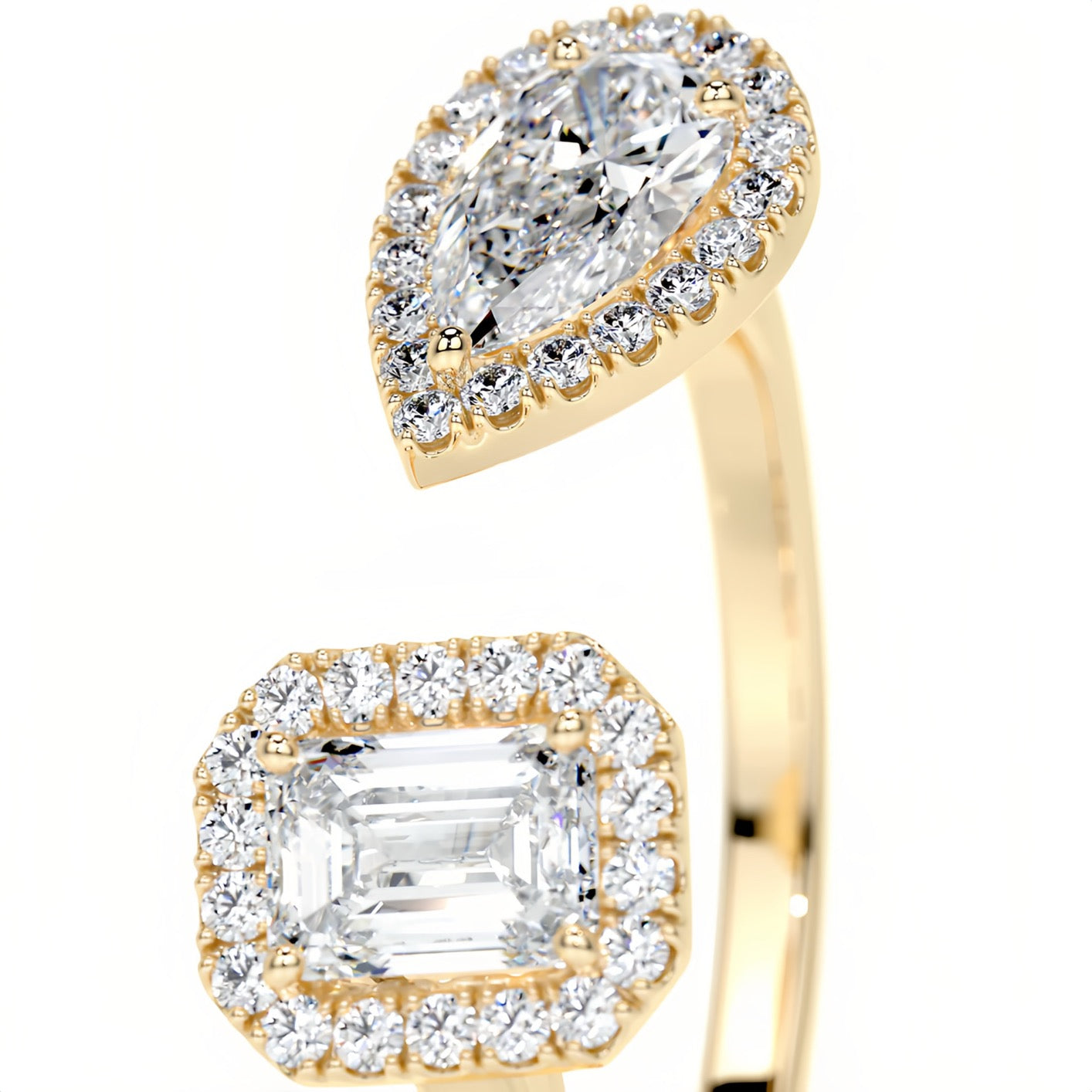 Duo Shape Halo Ring