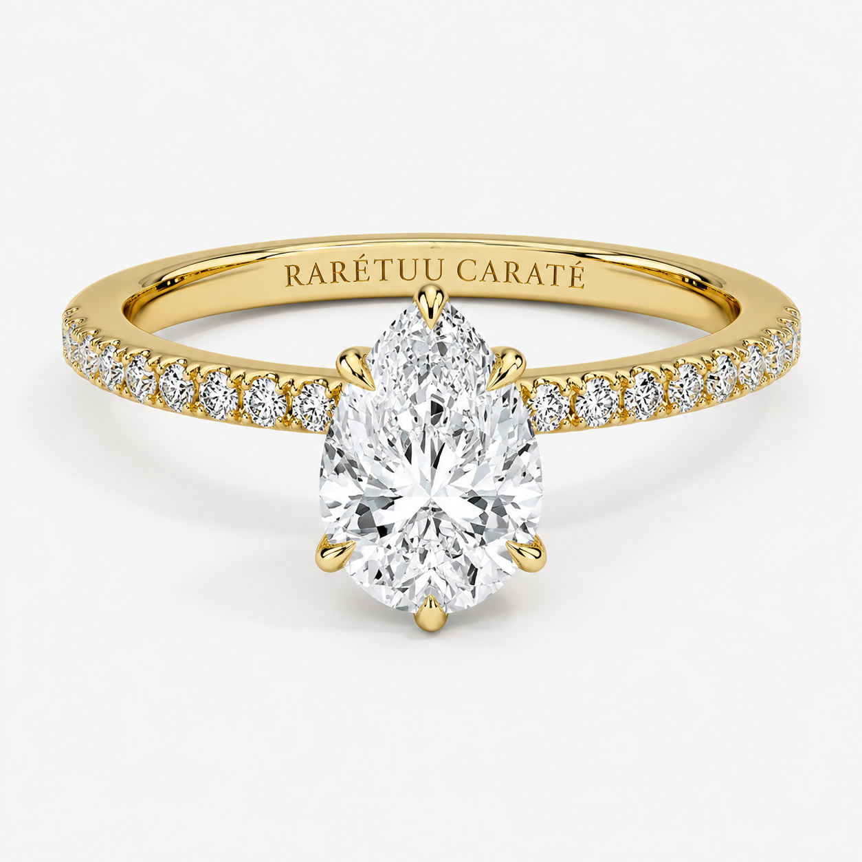 Queen Zulaikha -Pear Pavé Solitaire