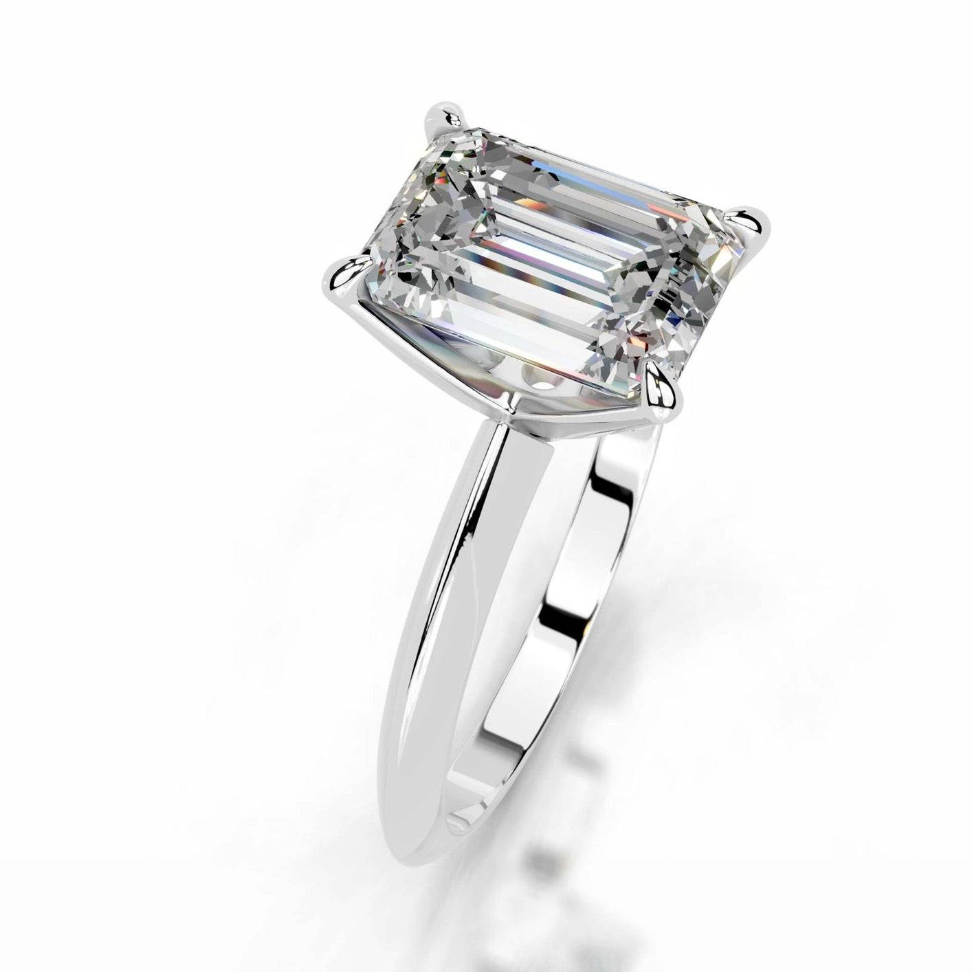 3CT Queen Anastasia Emerald Solitare Moissanite Ring