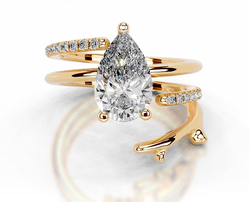 2CT Lily Layer Pear Cut Moissanite Ring